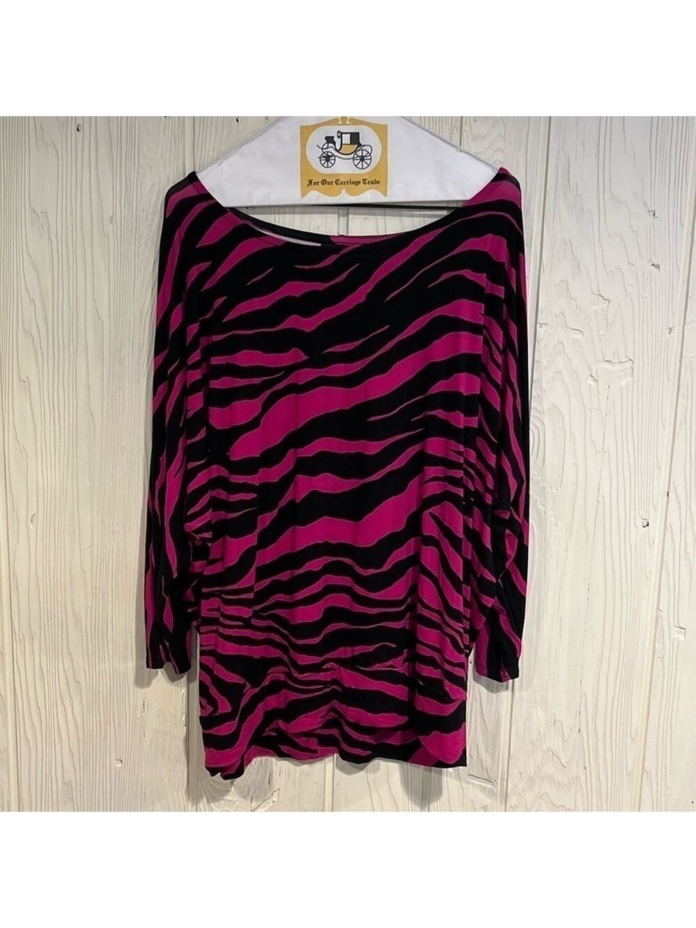 JM Collection Pink Black Zebra Top Extra Large
